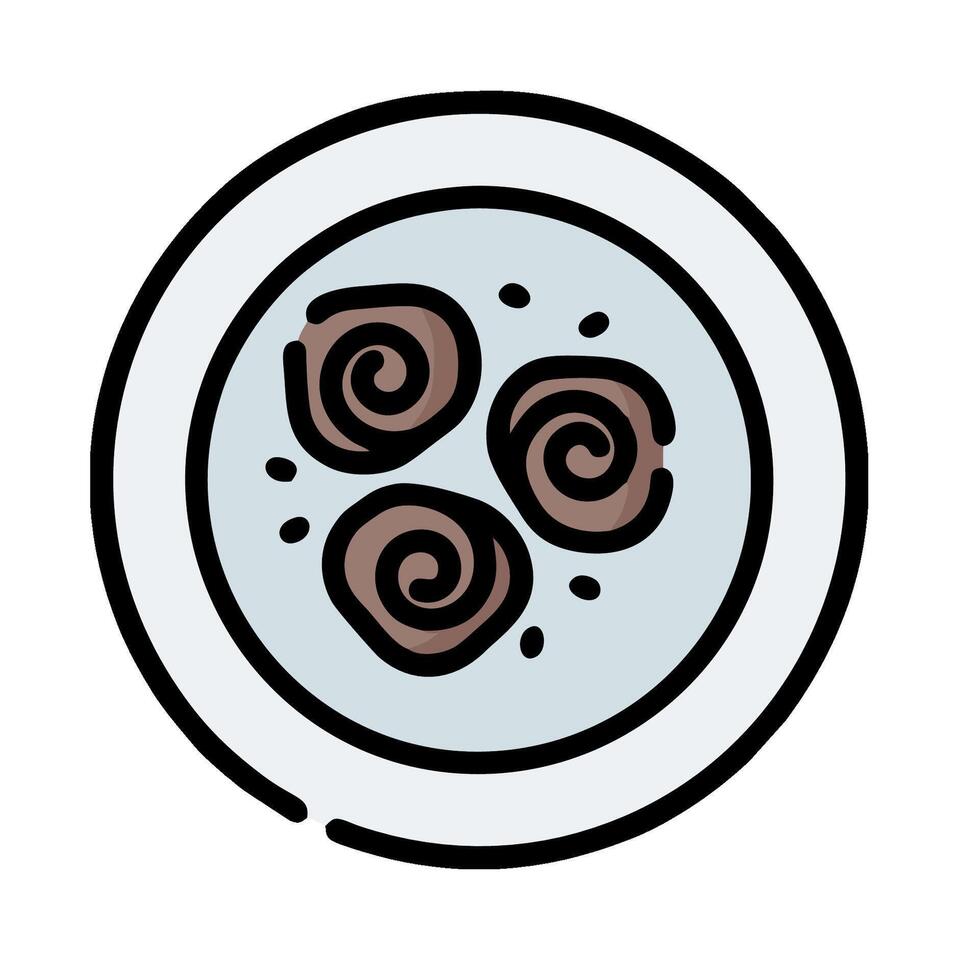 A plate with two rolls of dough in it vector