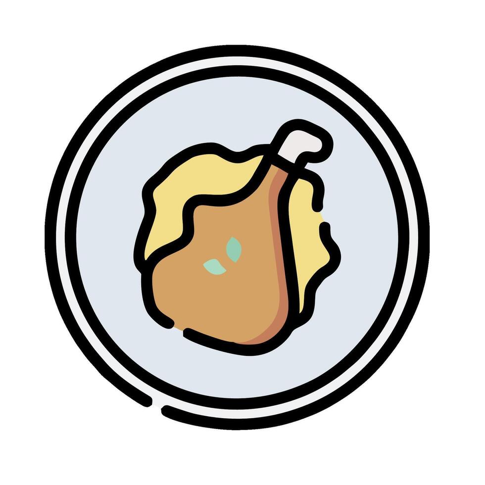 A plate with a piece of meat on it vector