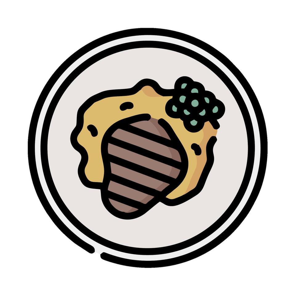 A plate with a piece of meat on it vector