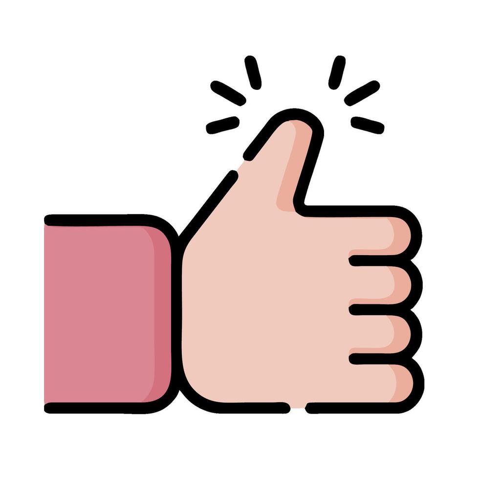 A thumbs up icon with a pink hand vector