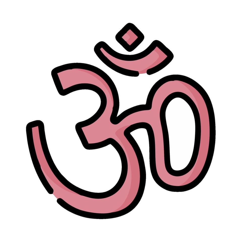 Om symbol in pink on white background vector