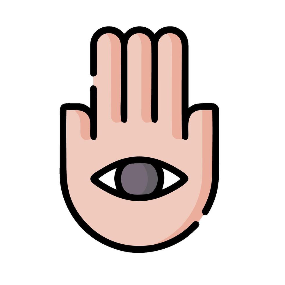 A hand with an eye on it, with a hamsa symbol vector