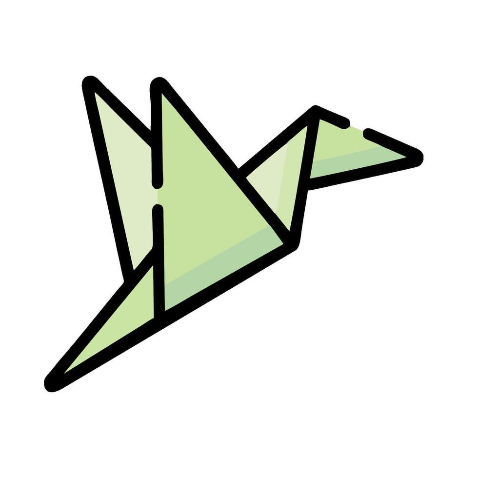 A green origami bird with a white background vector