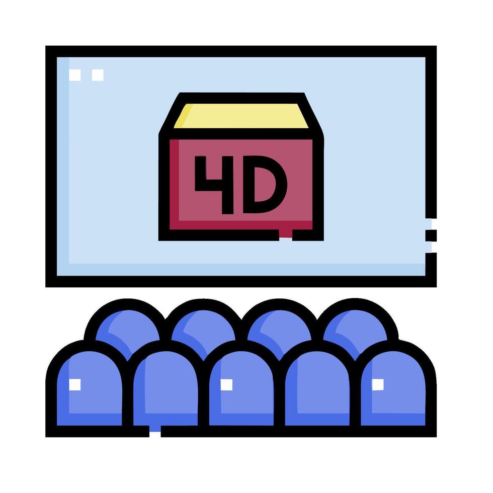 A movie theater with a 4d screen and a box vector