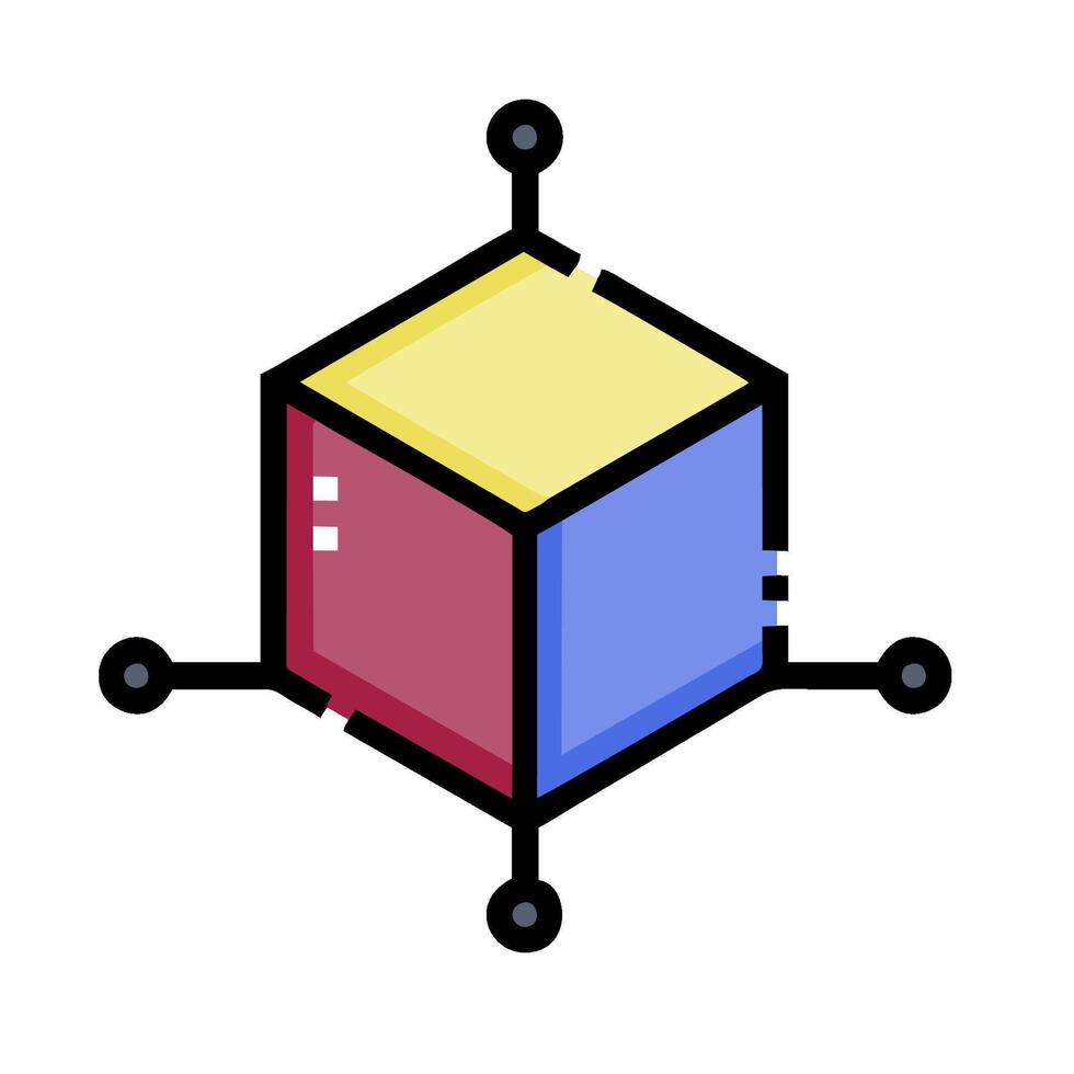 A cube with four different colors on it vector