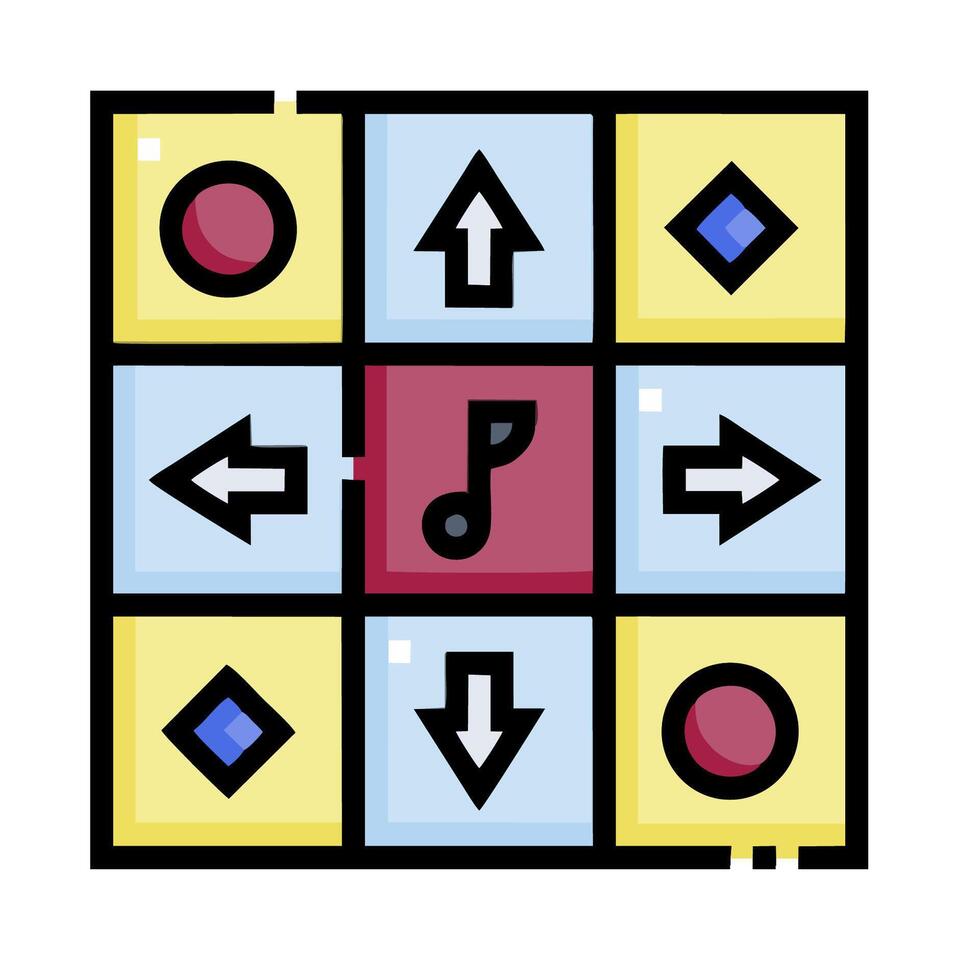 A square with arrows and musical notes vector