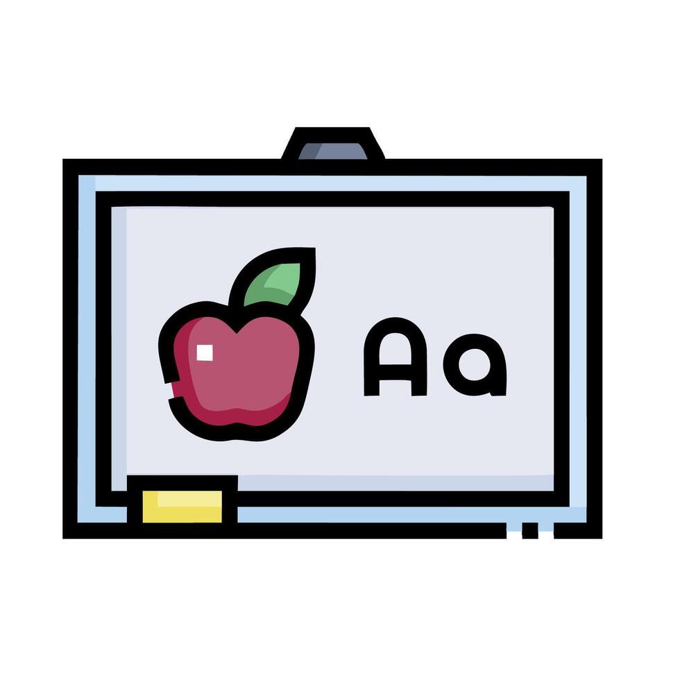 An apple is on a blackboard with the letter a vector