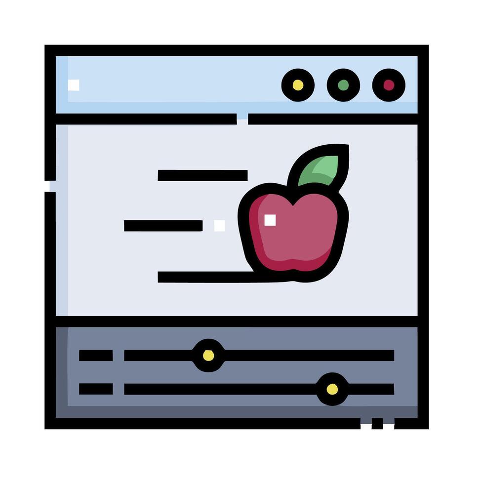 An apple is on a computer screen with a web page vector