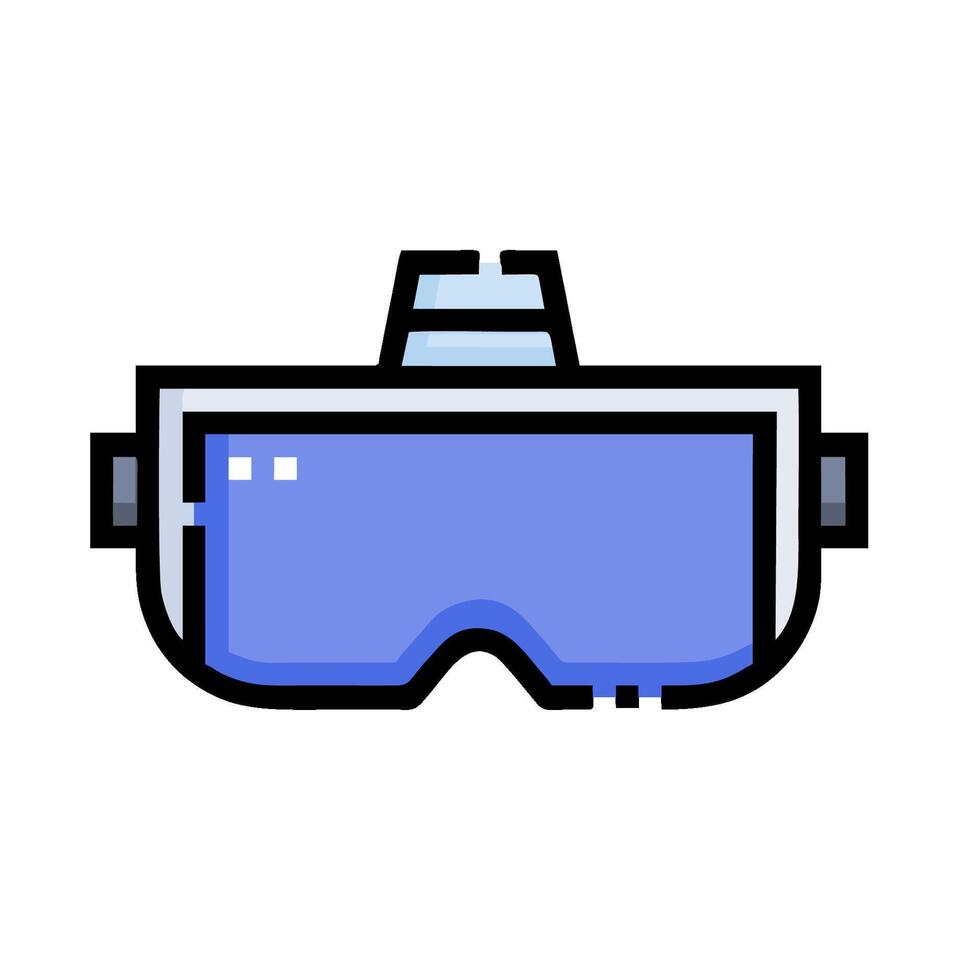 A blue and white virtual reality goggles icon vector