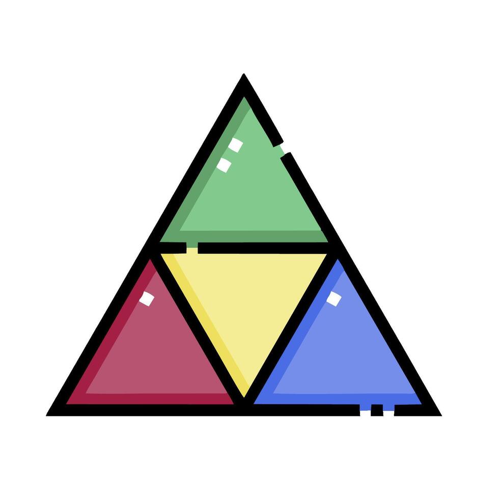 A triangle with four different colors inside vector