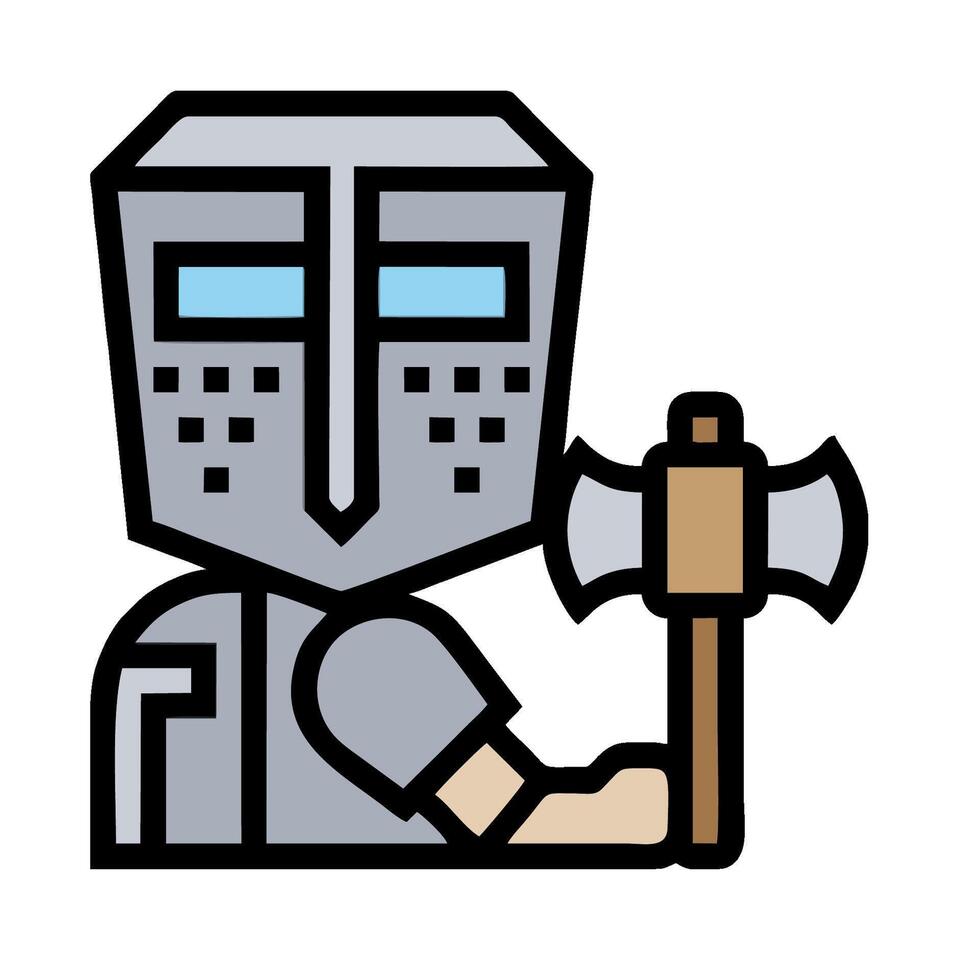 A cartoon knight holding an axe vector
