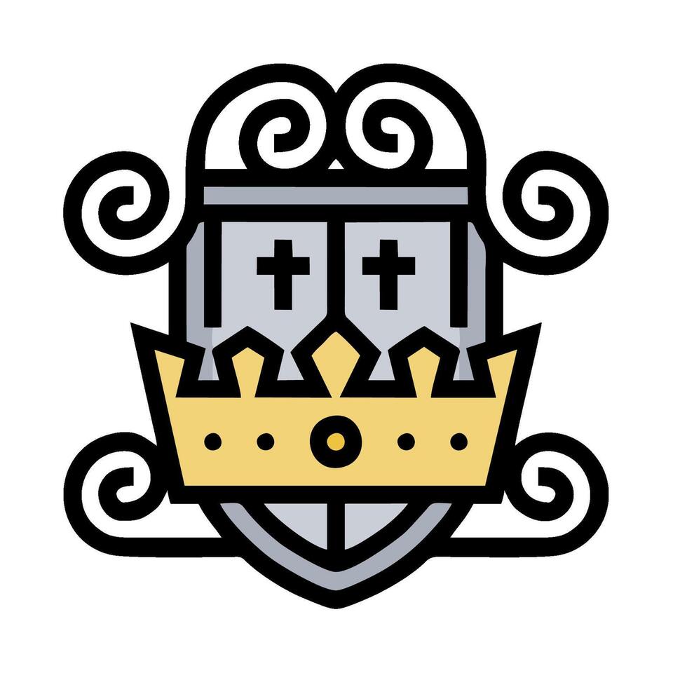 A crown on a shield with a cross on it vector