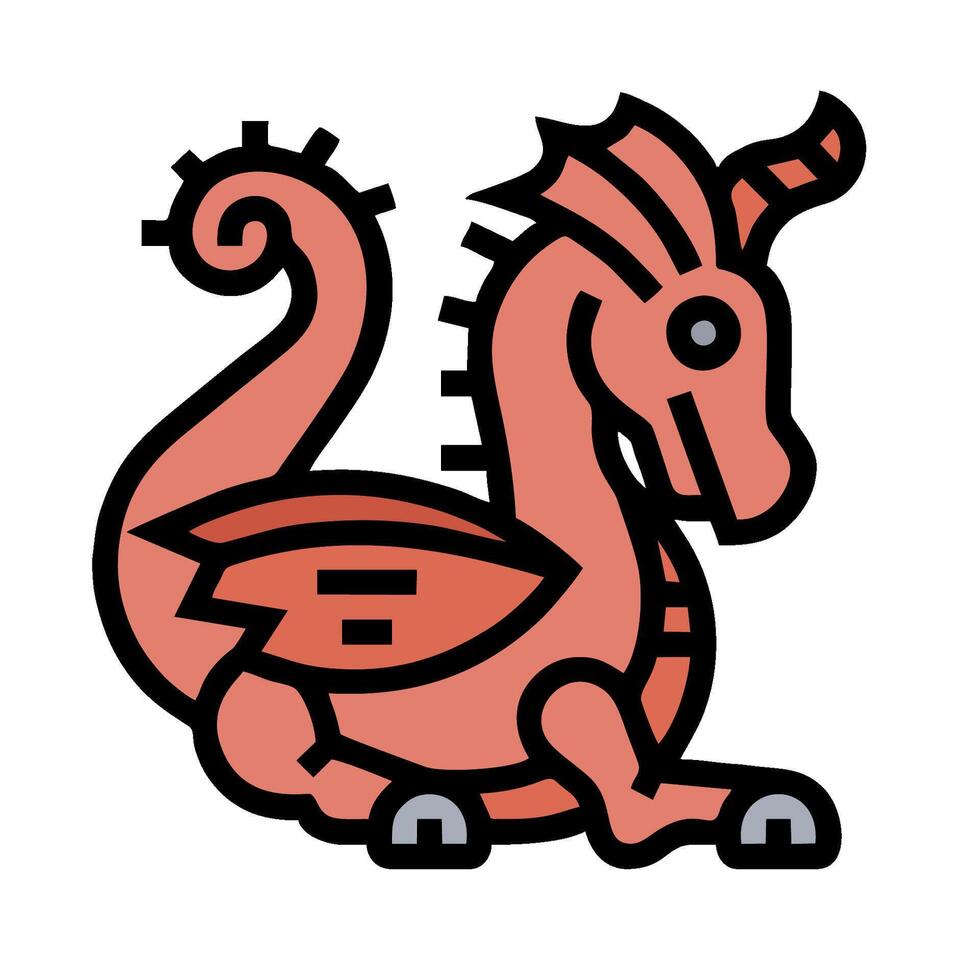 A cartoon dragon with a long tail vector