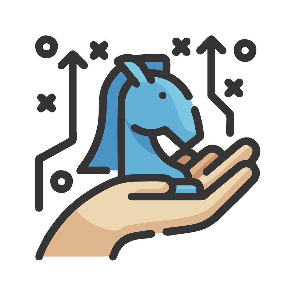A hand holding a blue horse in the palm vector