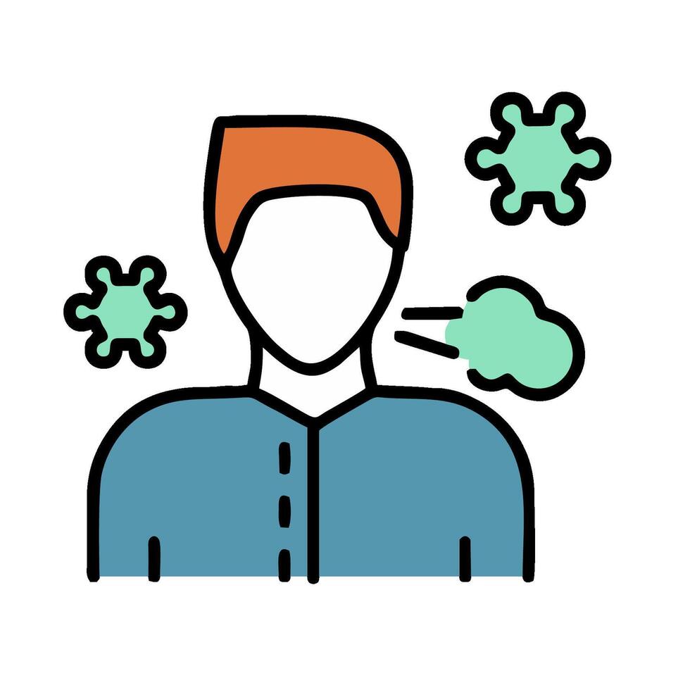A man with a cold is shown with a cloud of viruses around him vector