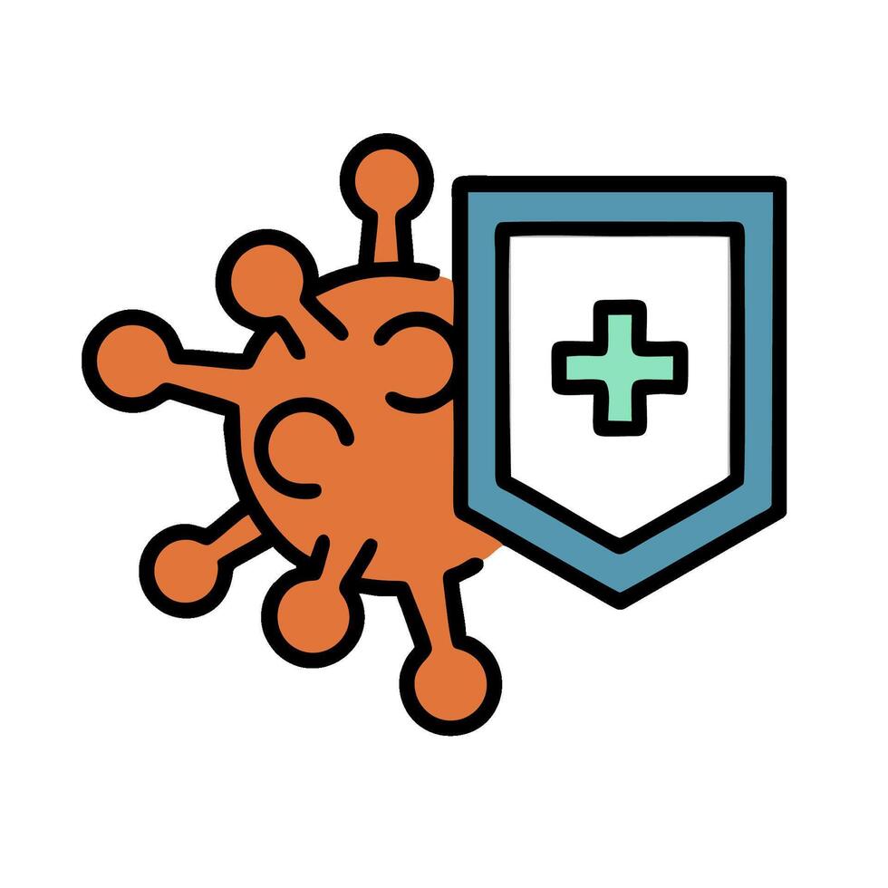 Coronavirus shield with cross and medical symbol vector