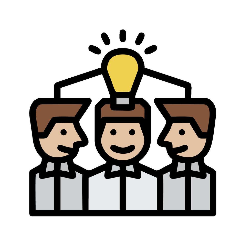 Three people with a light bulb above their heads vector