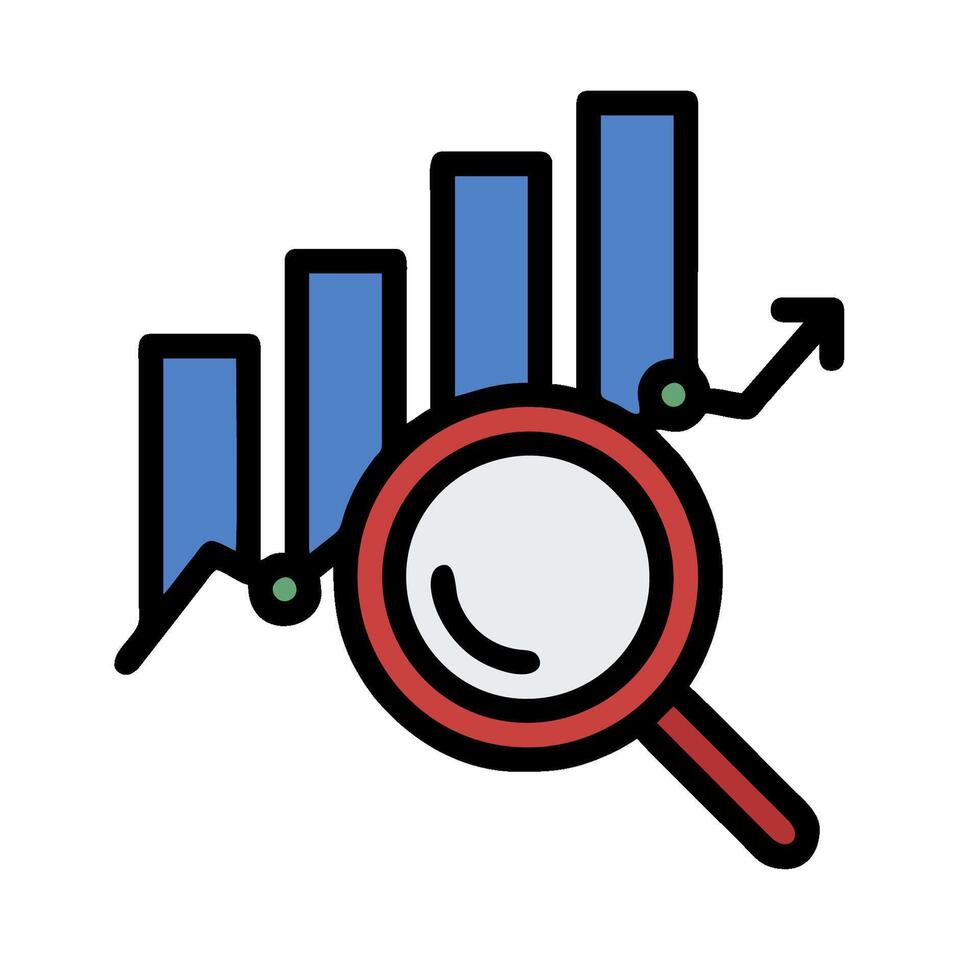 Magnifying bar chart icon vector