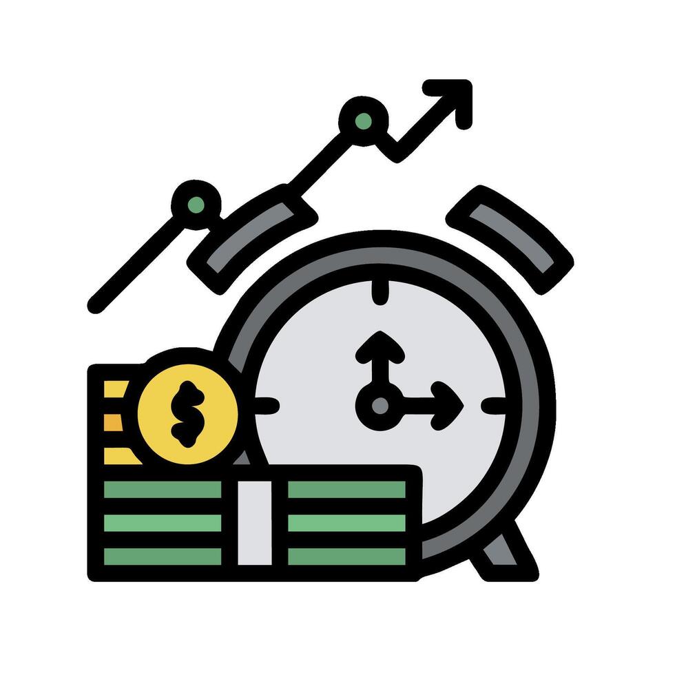An alarm clock and stacks of money vector