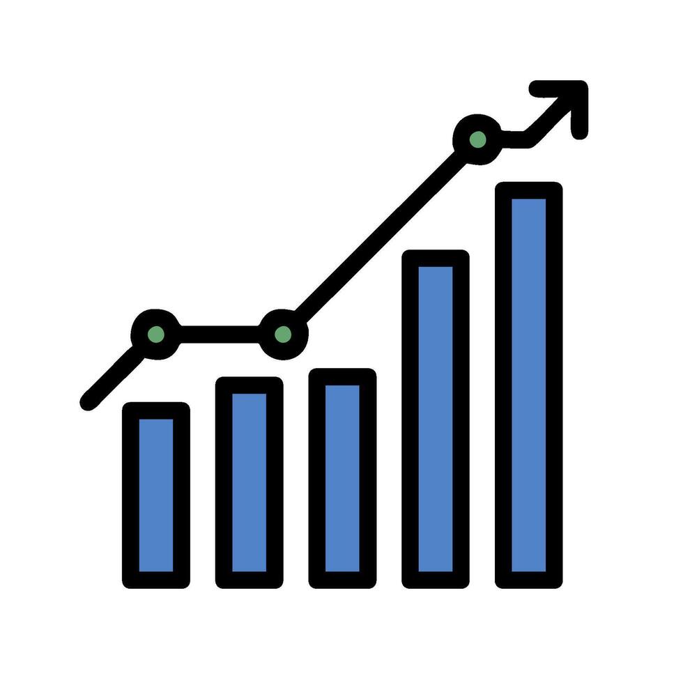 A graph chart with a bar going up vector
