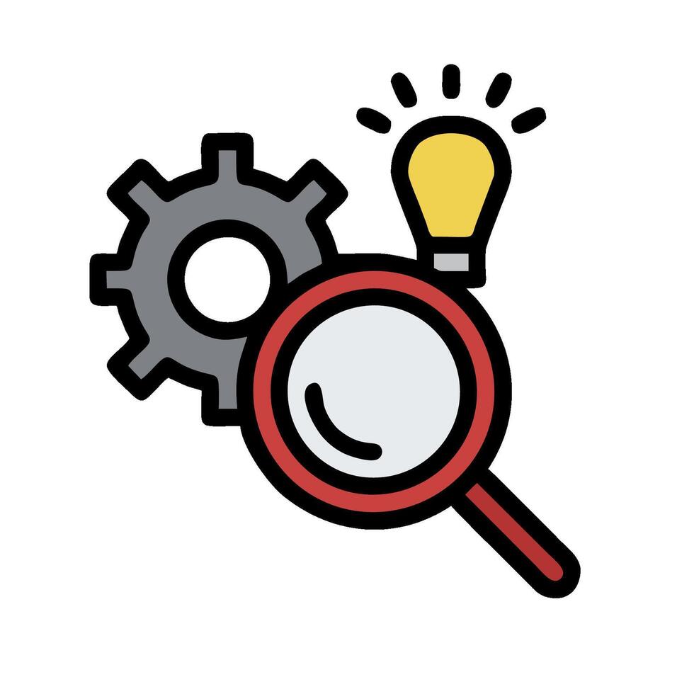 Magnifying glass and gears icon vector