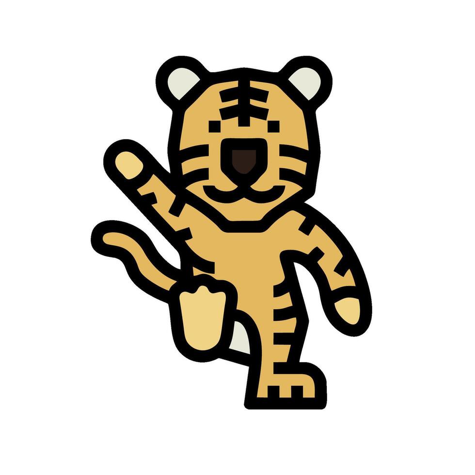 A cartoon tiger is standing on one leg vector