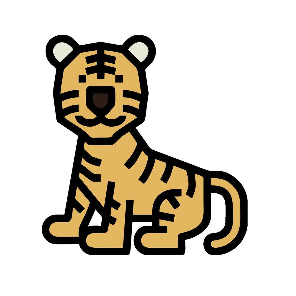 A cartoon tiger sitting down on a white background vector