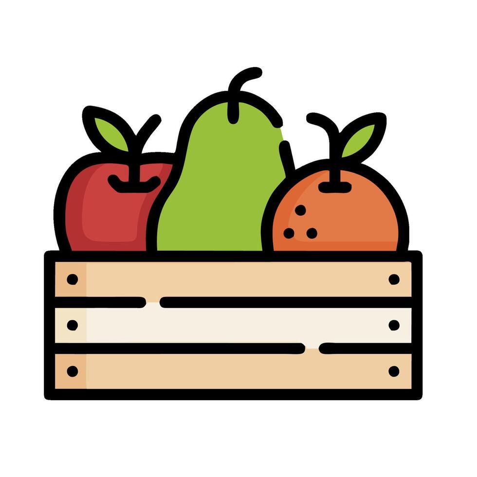 Fruit in a wooden box icon vector