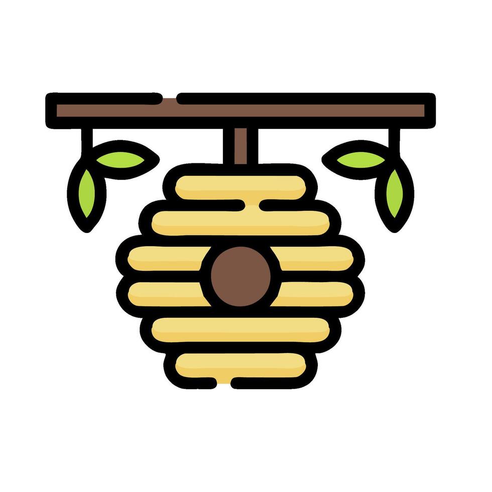 A bee hive with leaves hanging from it vector