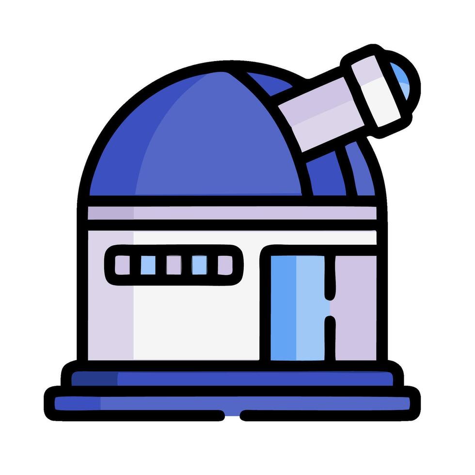 An illustration of a telescope on top of a building vector