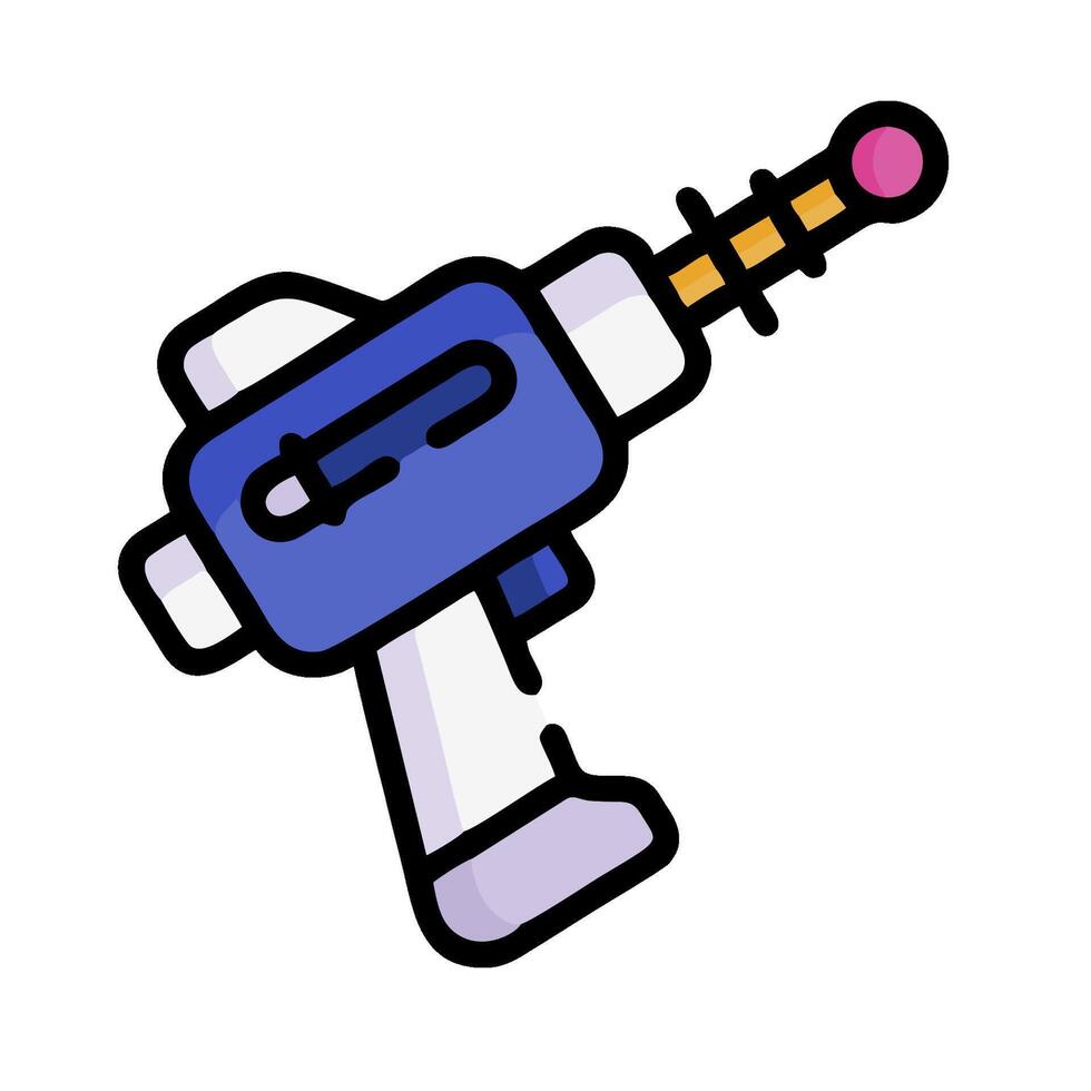 A blue and white electric drill with a red handle vector