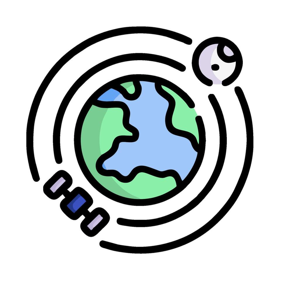Planet earth with satellite and space station illustration vector
