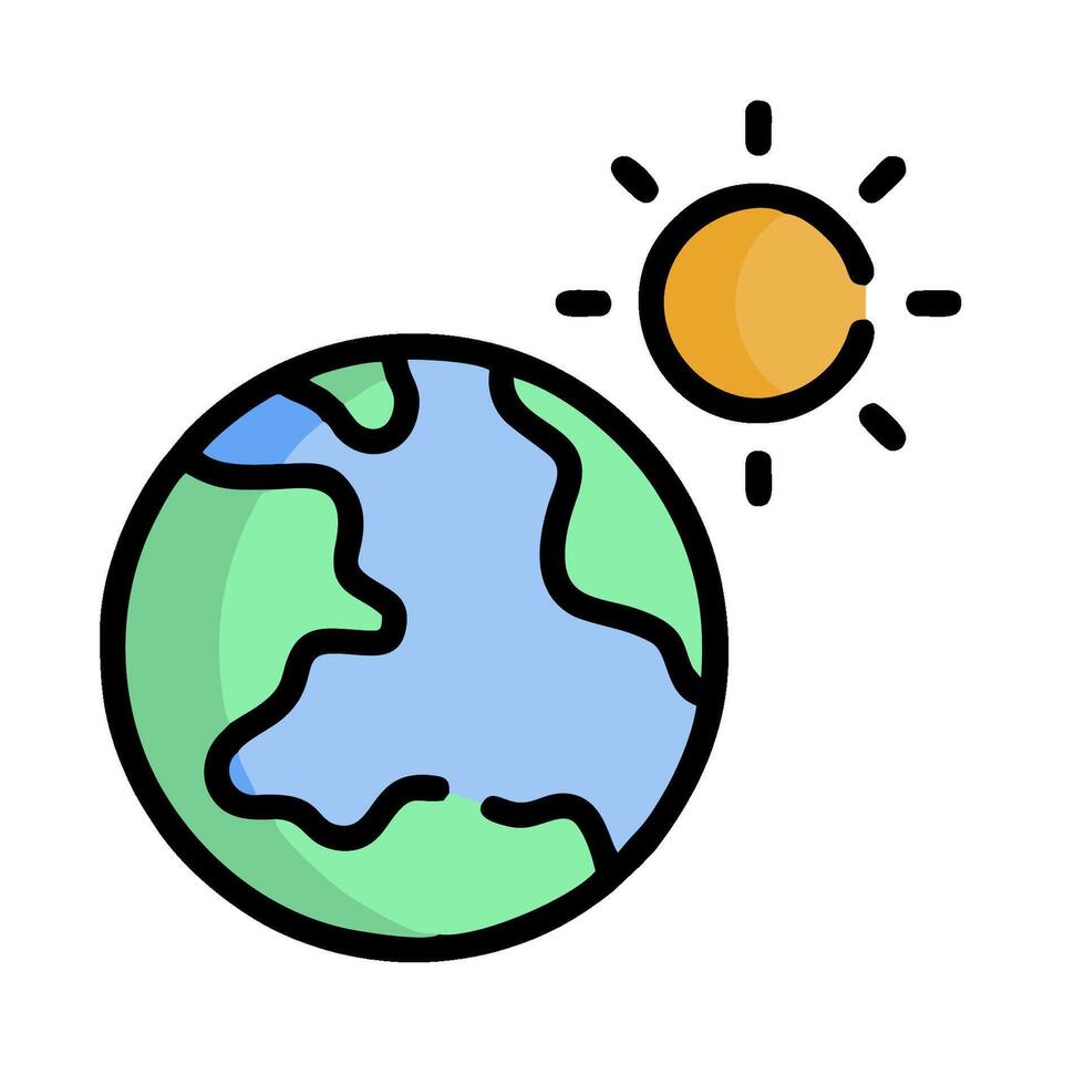 Earth globe with sun illustration vector