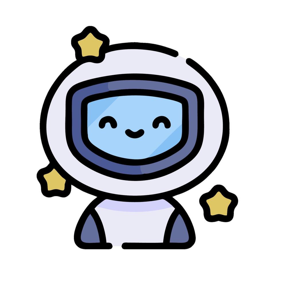 An astronaut icon with stars around it vector