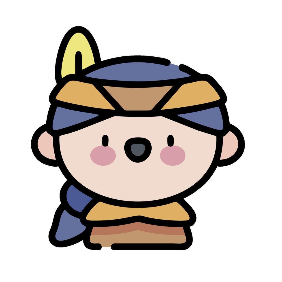 A cartoon character with a blue headband and a blue hat vector