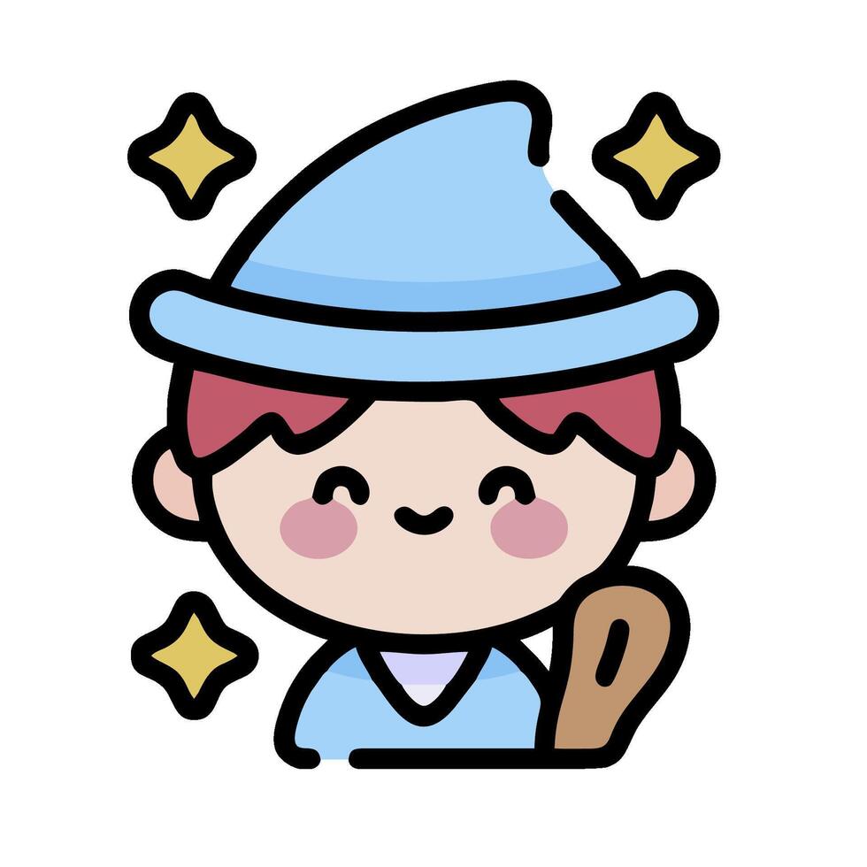 a cartoon character with a hat and broom vector