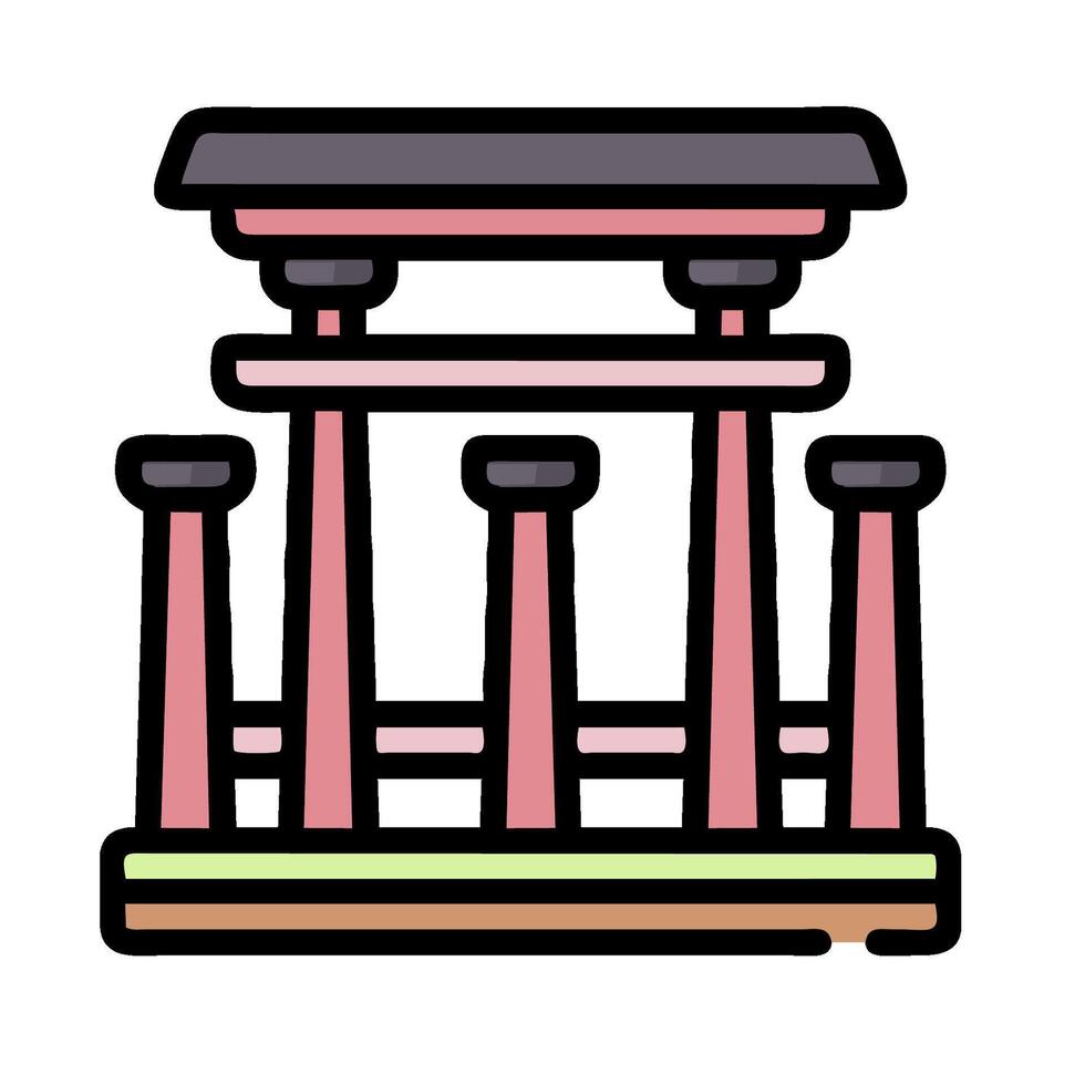 A japanese temple icon with four pillars vector
