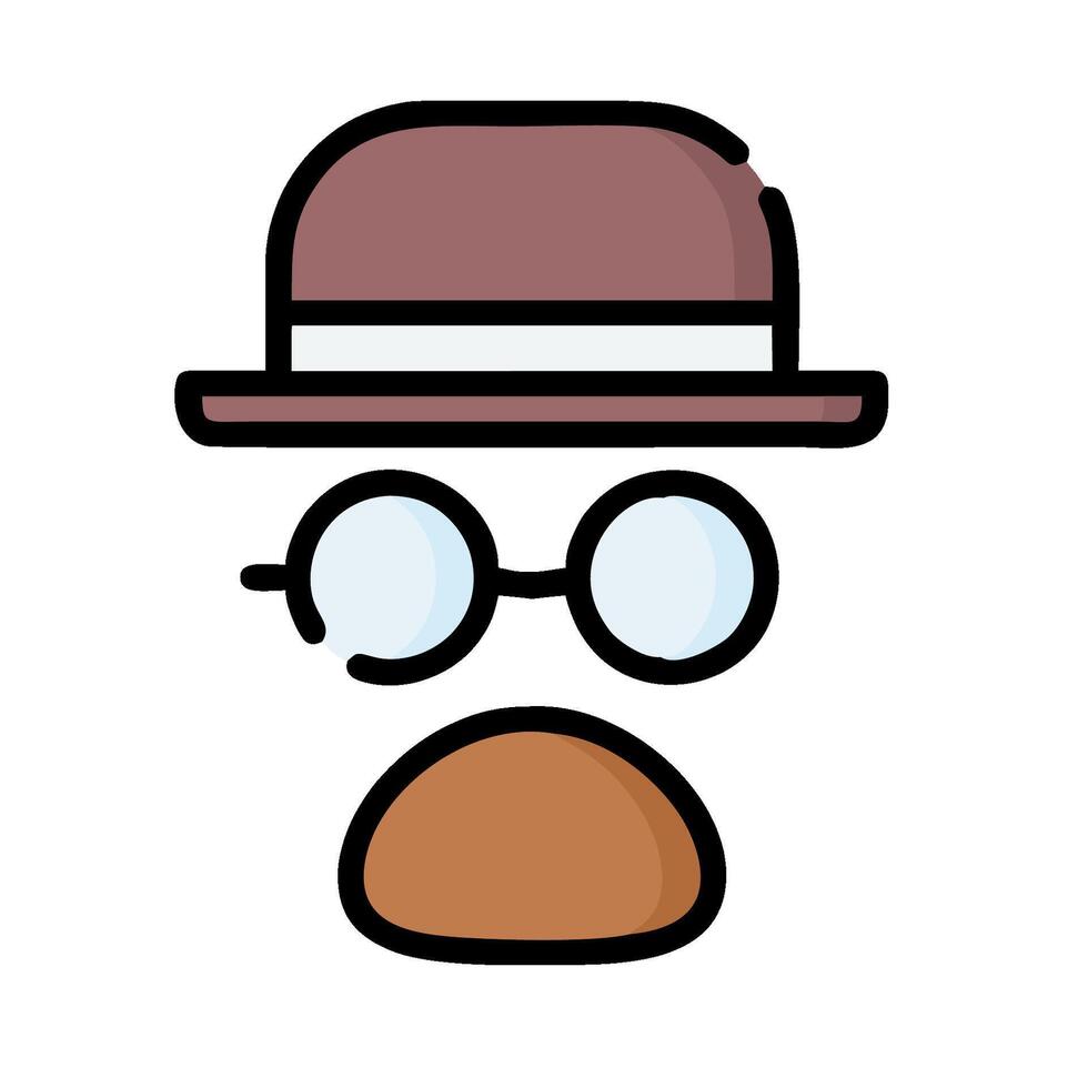 A cartoon man wearing a hat and glasses vector