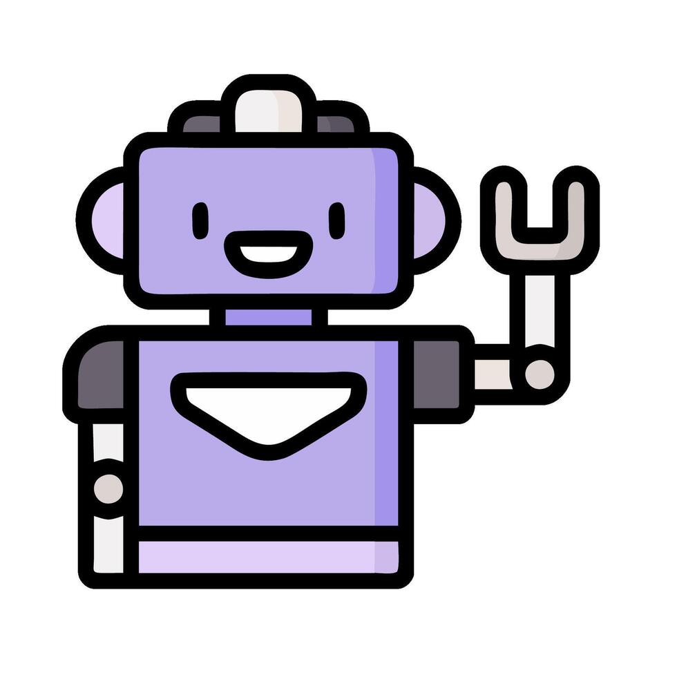 A robot holding a fork and knife vector