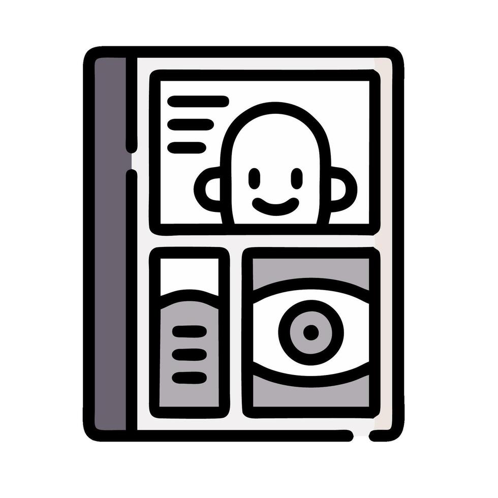 A cartoon face is looking at a book vector