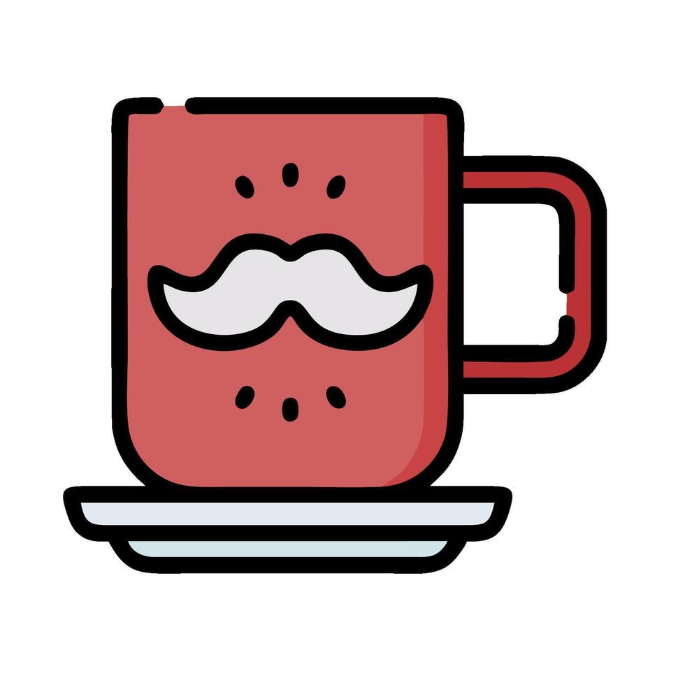 A red cup with a mustache on it vector
