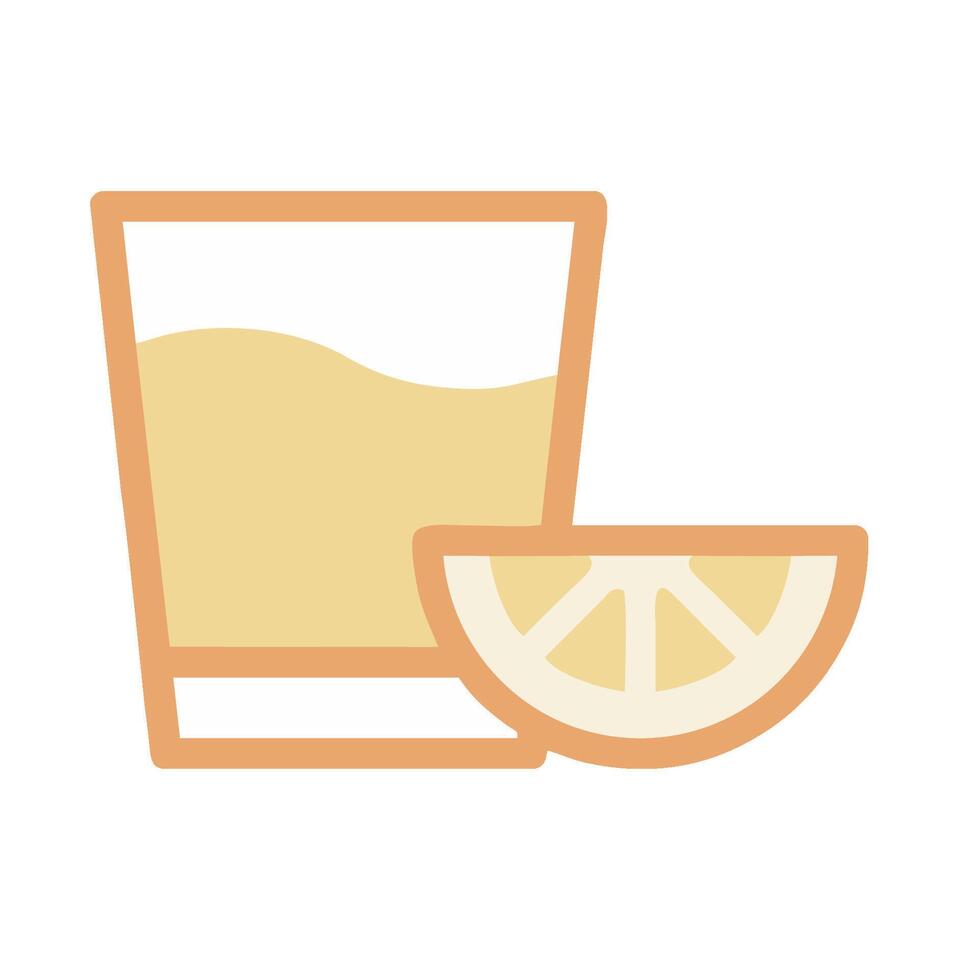 A glass of lemonade and a slice of lemon vector