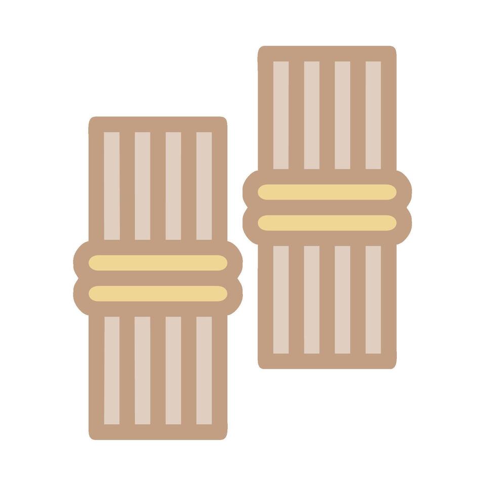 Two wooden sticks with a yellow stripe on them vector