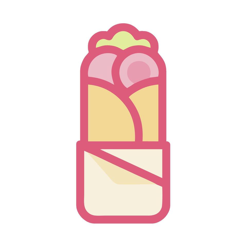 A pink and green sandwich with a pink and green wrapper vector