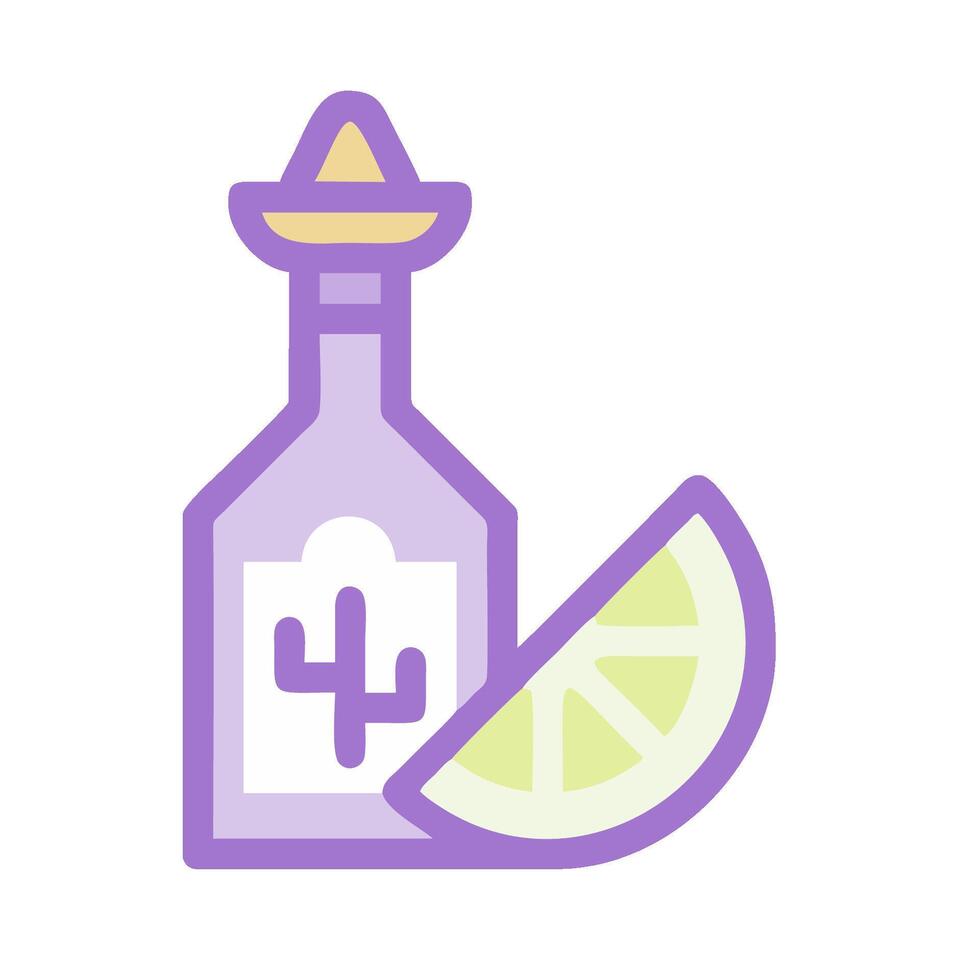 A bottle of tequila and a lime slice vector