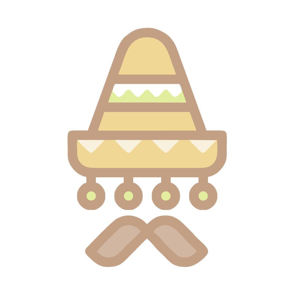 Mexican hat icon with mustache and mustache vector