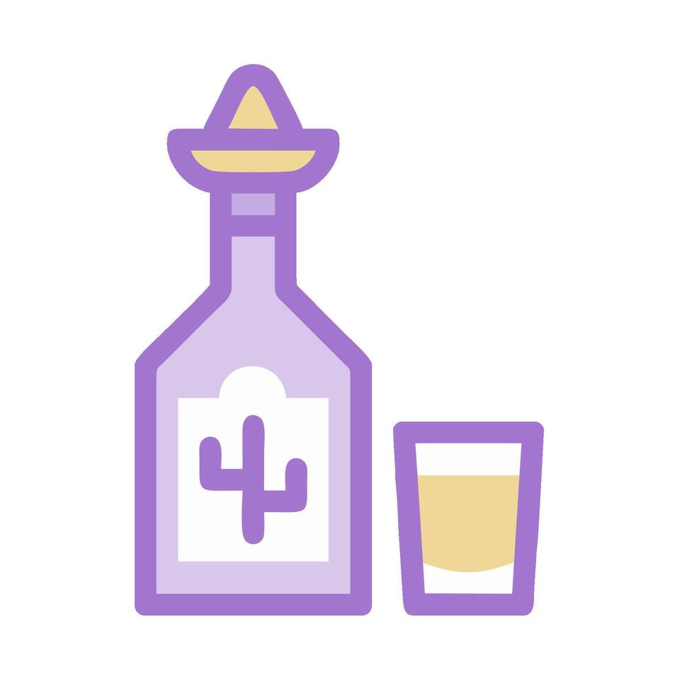 A bottle of tequila and a glass of mezcal vector