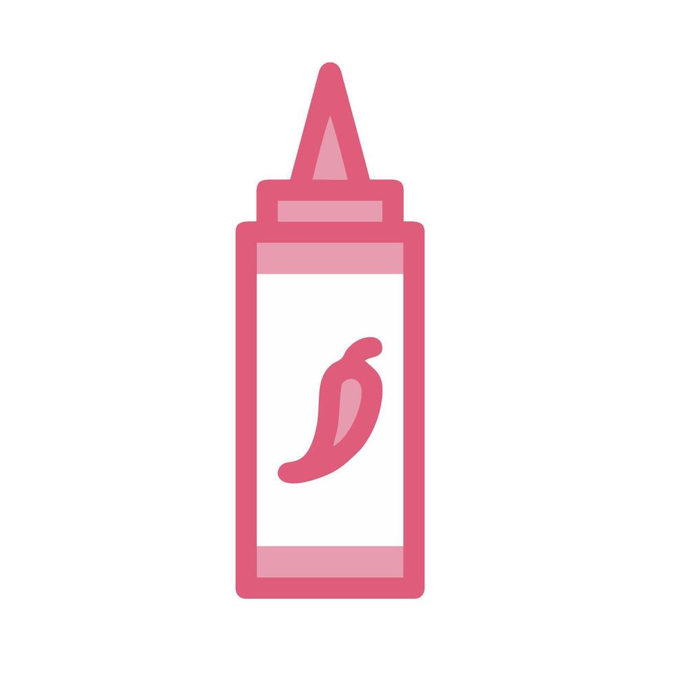 A pink bottle of ketchup with a chili pepper on it vector