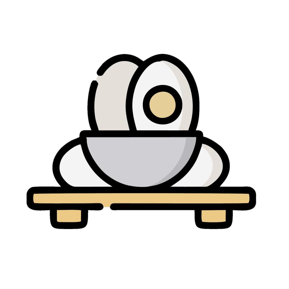 An egg on a plate with a bowl of rice vector