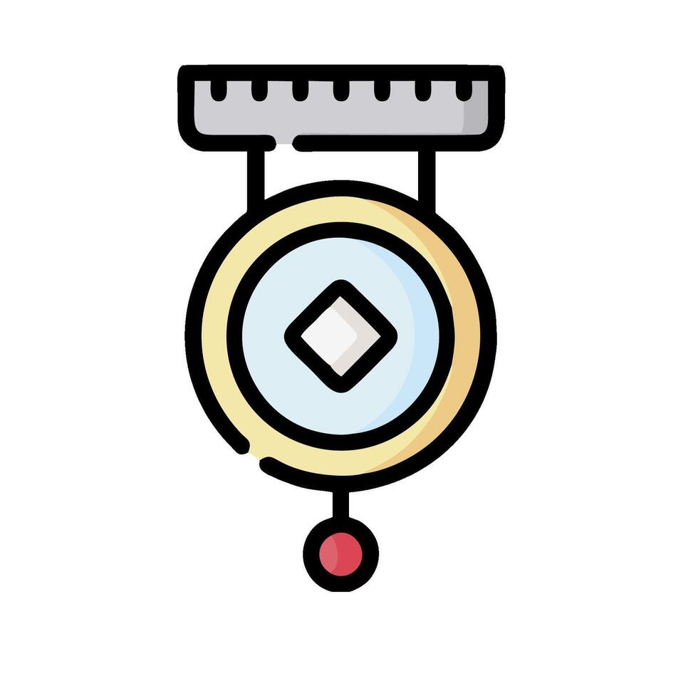 A compass with a red dot on it vector